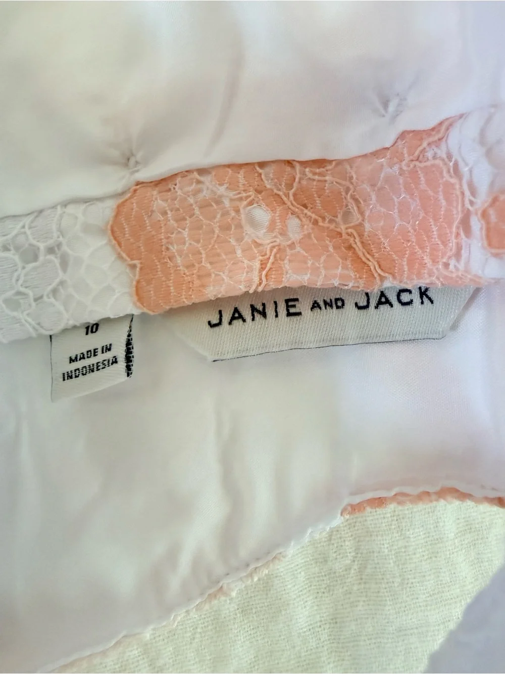 👗 Janie and Jack Peach and White Lace Halter Sundress